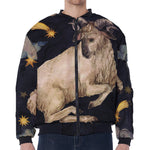 Watercolor Aries Zodiac Sign Print Zip Sleeve Bomber Jacket