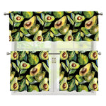 Watercolor Avocado Print 3 Piece Kitchen Curtains
