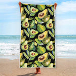 Watercolor Avocado Print Beach Towel