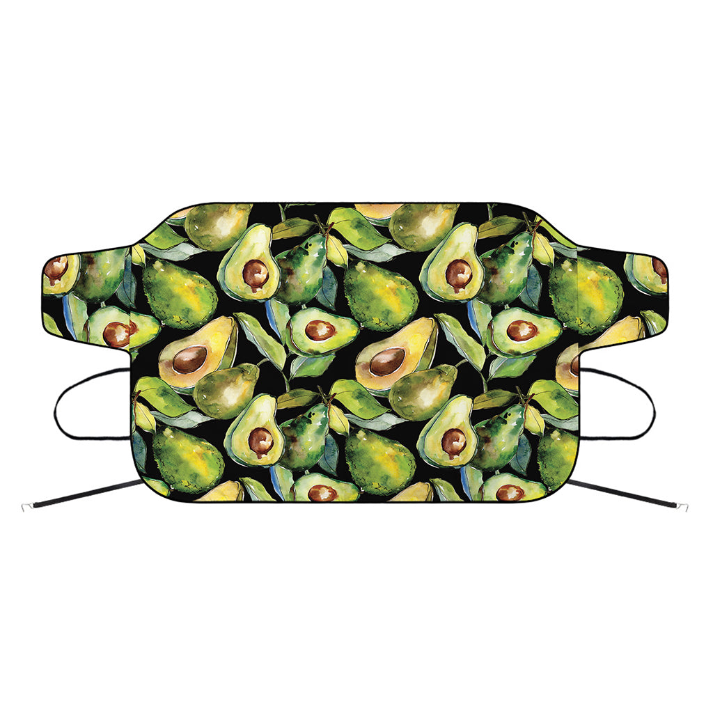 Watercolor Avocado Print Car Windshield Snow Cover