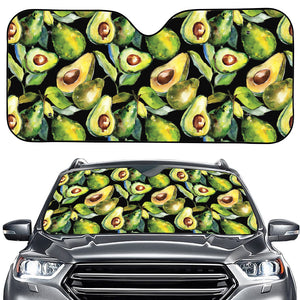 Watercolor Avocado Print Car Windshield Sun Shade