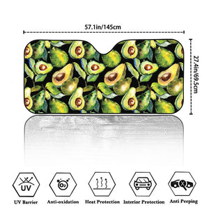 Watercolor Avocado Print Car Windshield Sun Shade