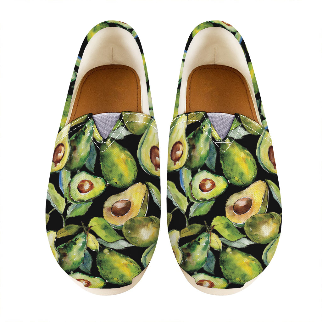 Watercolor Avocado Print Casual Shoes