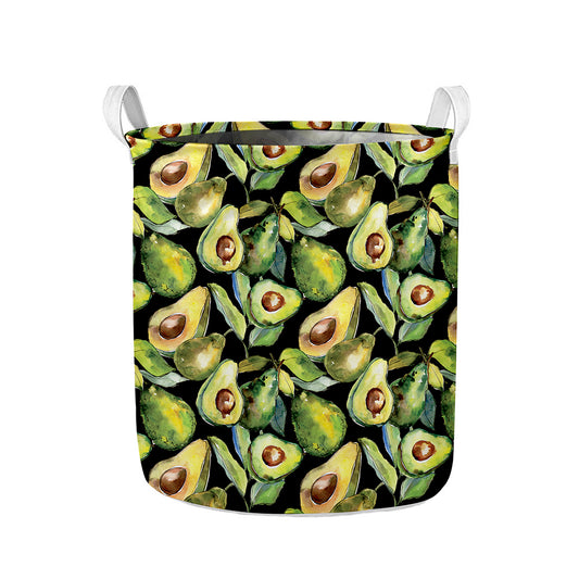 Watercolor Avocado Print Collapsible Laundry Basket