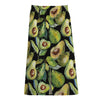 Watercolor Avocado Print Cotton Front Slit Maxi Skirt