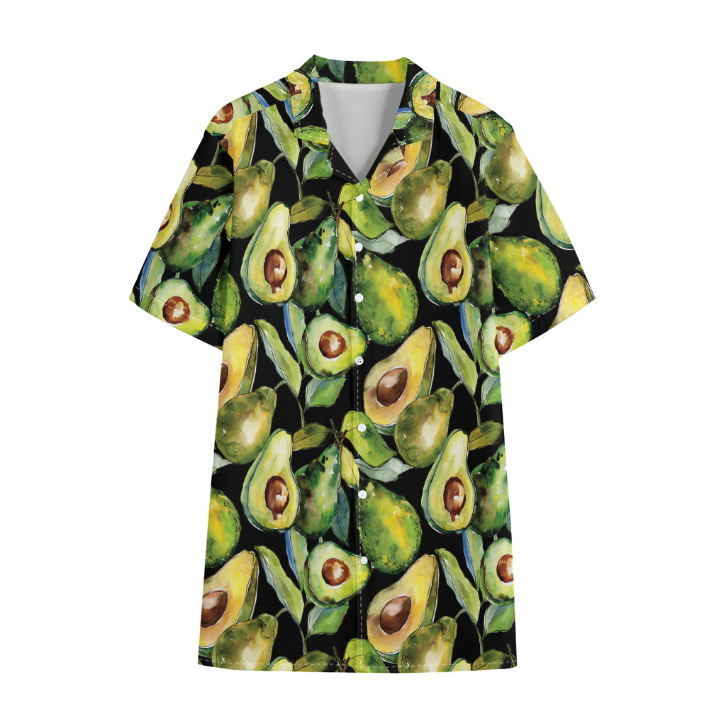 Watercolor Avocado Print Cotton Hawaiian Shirt