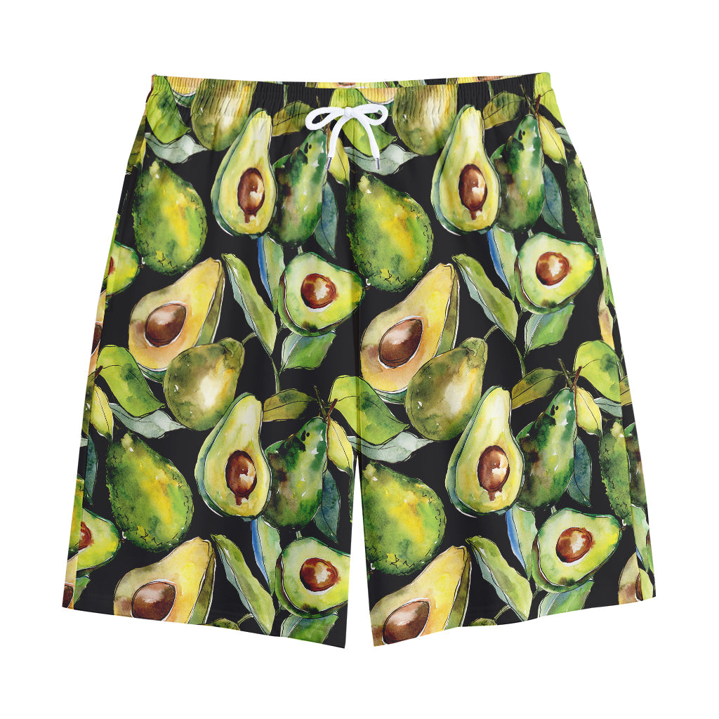 Watercolor Avocado Print Cotton Shorts