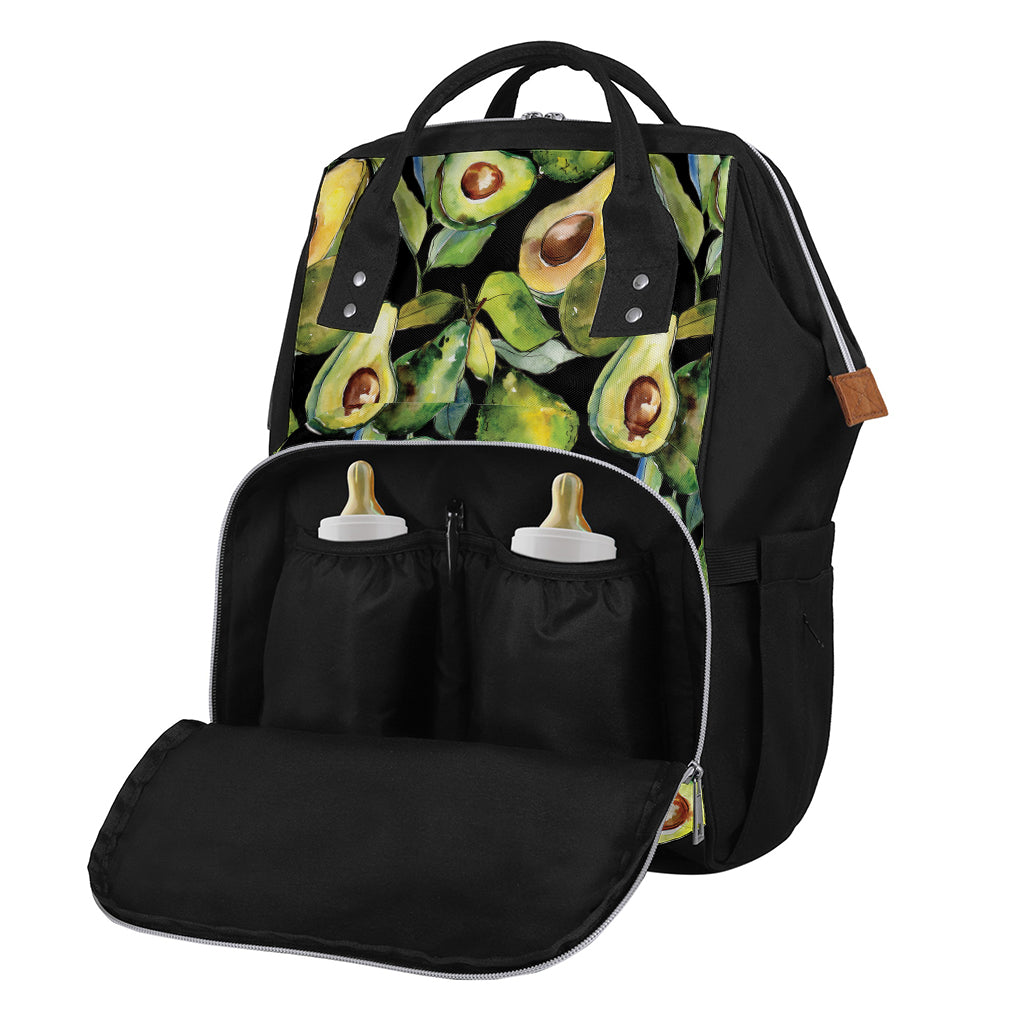 Watercolor Avocado Print Diaper Bag