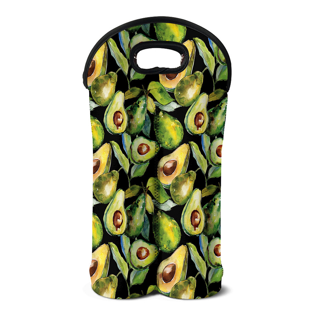 Watercolor Avocado Print Double Neoprene Wine Tote