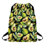Watercolor Avocado Print Drawstring Backpack