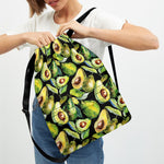 Watercolor Avocado Print Drawstring Backpack