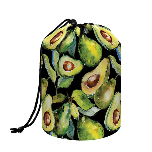 Watercolor Avocado Print Drawstring Makeup Bag