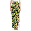 Watercolor Avocado Print High Slit Maxi Skirt