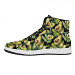 Watercolor Avocado Print High Top Leather Sneakers