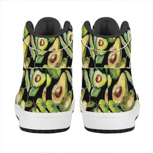 Watercolor Avocado Print High Top Leather Sneakers