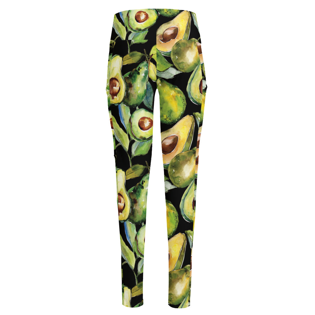 Watercolor Avocado Print High-Waisted Pocket Leggings