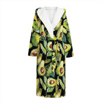 Watercolor Avocado Print Hooded Bathrobe