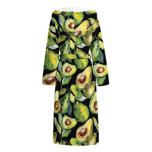 Watercolor Avocado Print Hooded Bathrobe