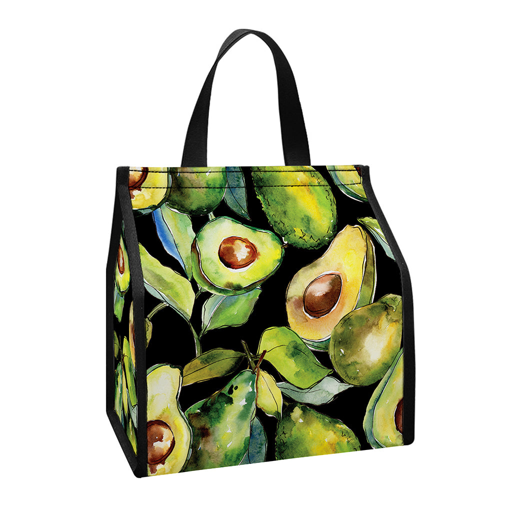 Watercolor Avocado Print Insulated Lunch Tote