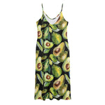 Watercolor Avocado Print Jersey Midi Cami Dress