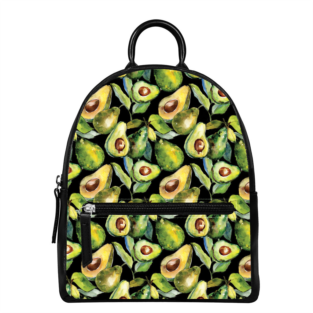 Watercolor Avocado Print Leather Backpack