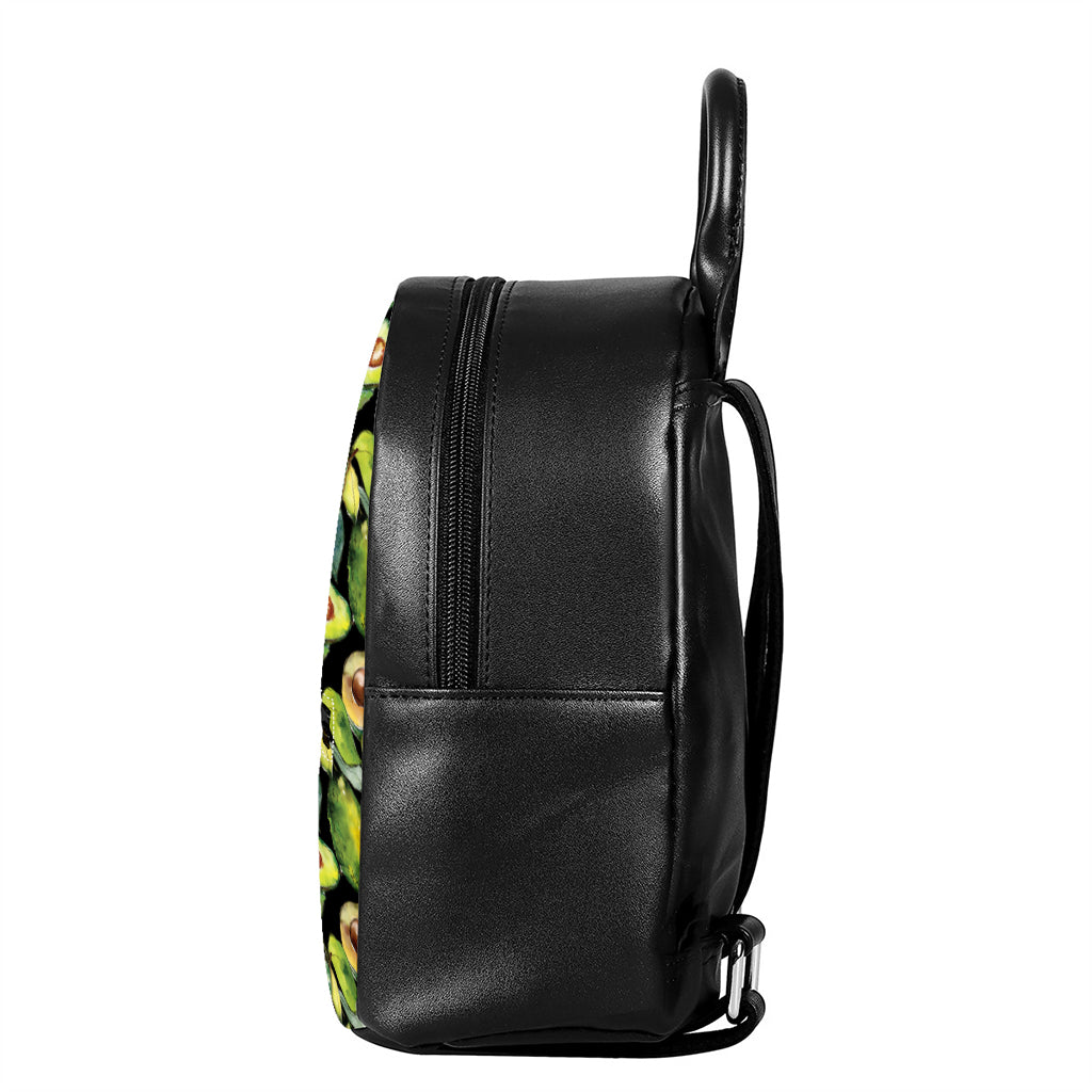 Watercolor Avocado Print Leather Backpack