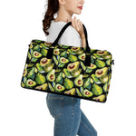 Watercolor Avocado Print Leather Duffle Bag