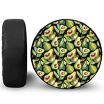 Watercolor Avocado Print Leather Spare Tire Cover