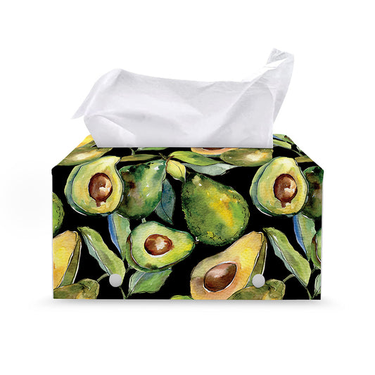 Watercolor Avocado Print Leather Tissue Box Cover