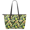 Watercolor Avocado Print Leather Tote Bag