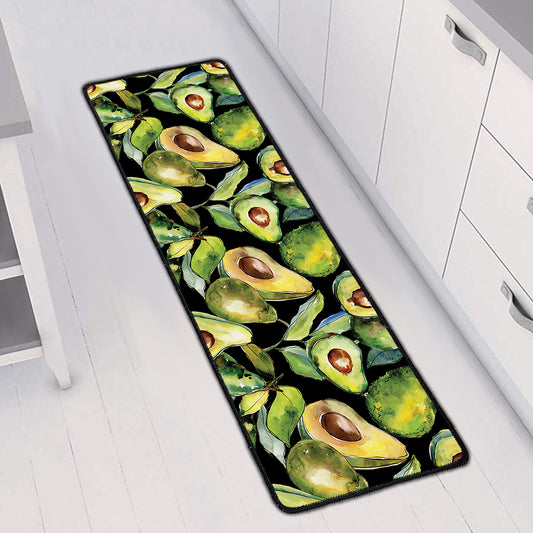 Watercolor Avocado Print Long Kitchen Mat
