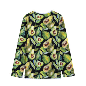 Watercolor Avocado Print Long Sleeve Short Coat