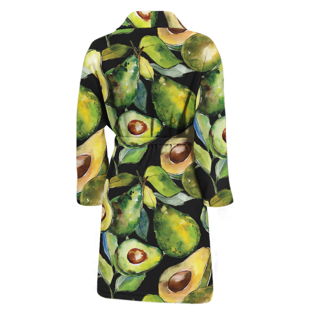 Watercolor Avocado Print Men's Bathrobe