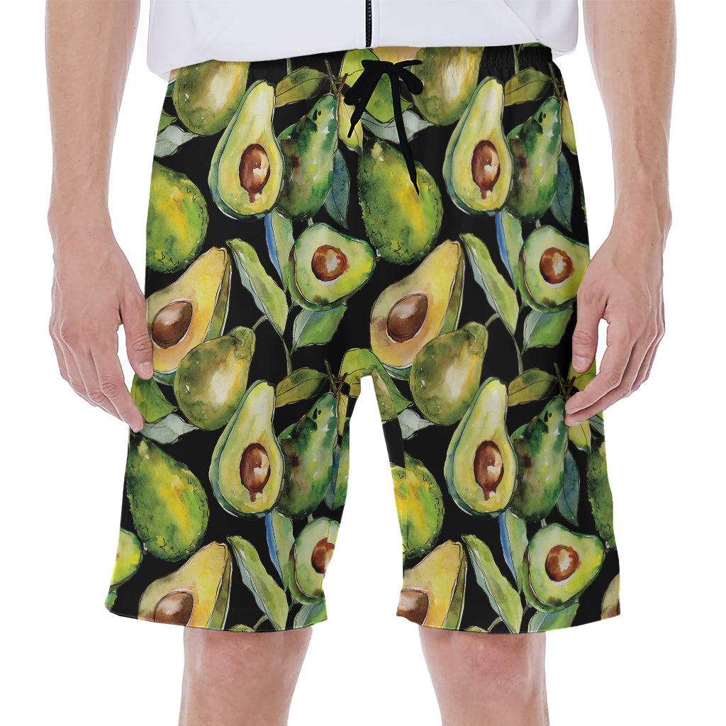 Watercolor Avocado Print Men's Beach Shorts