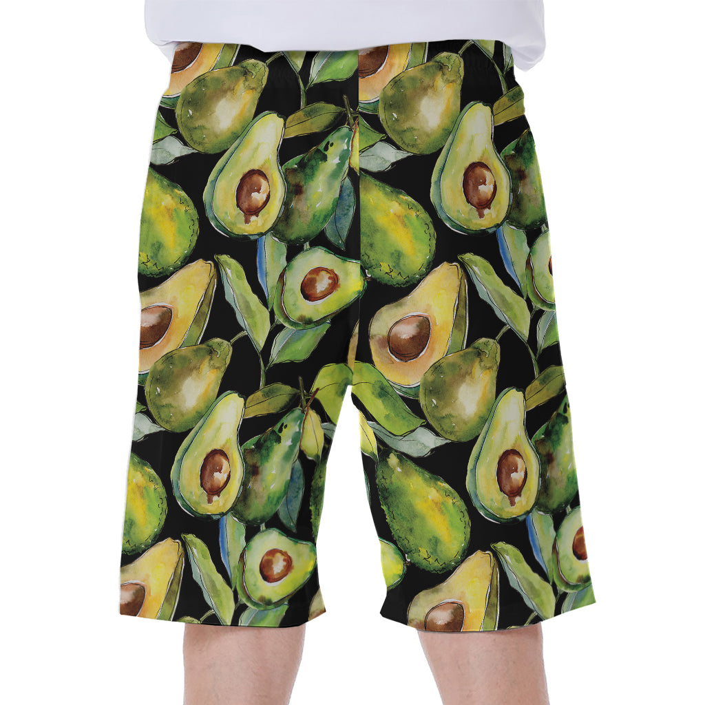 Watercolor Avocado Print Men's Beach Shorts