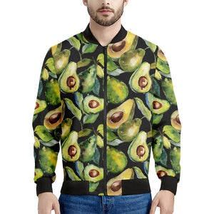 Watercolor Avocado Print Men's Bomber Jacket