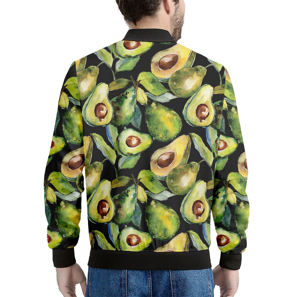 Watercolor Avocado Print Men's Bomber Jacket