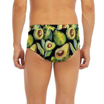 Watercolor Avocado Print Men's Briefs