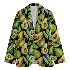 Watercolor Avocado Print Men's Cotton Blazer