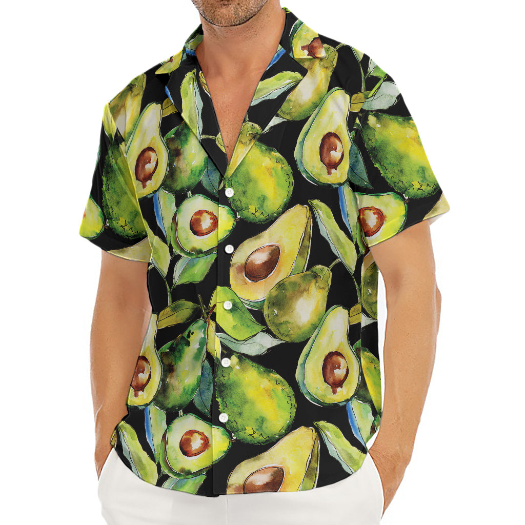 Watercolor Avocado Print Men's Deep V-Neck Shirt