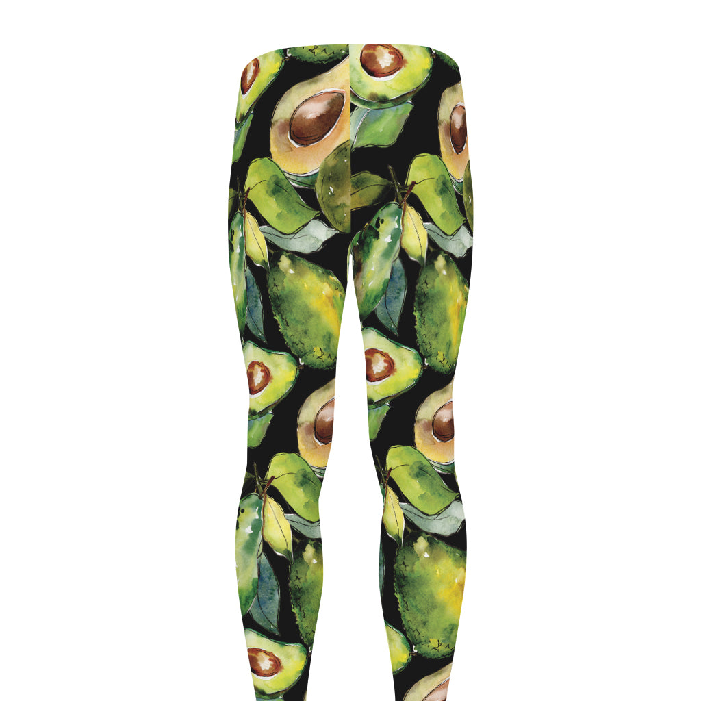 Watercolor Avocado Print Men's leggings