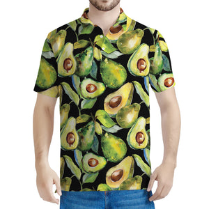 Watercolor Avocado Print Men's Polo Shirt