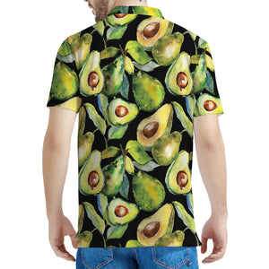 Watercolor Avocado Print Men's Polo Shirt