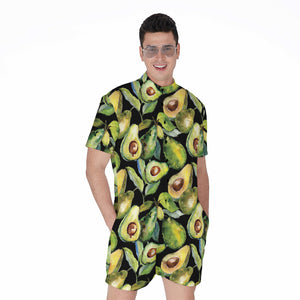 Watercolor Avocado Print Men's Rompers