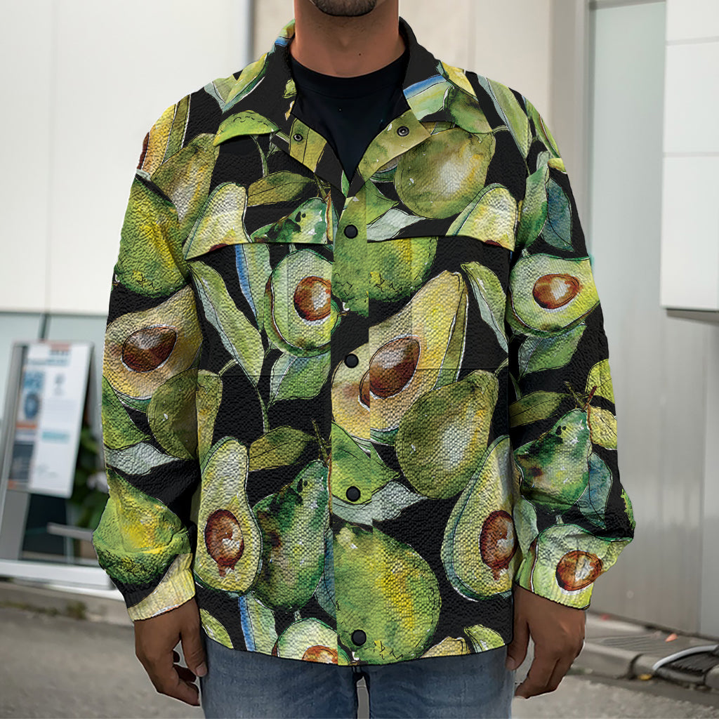 Watercolor Avocado Print Men's Shirt Jacket