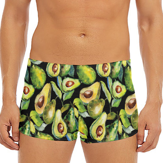 Watercolor Avocado Print Men's Short Boxer Briefs