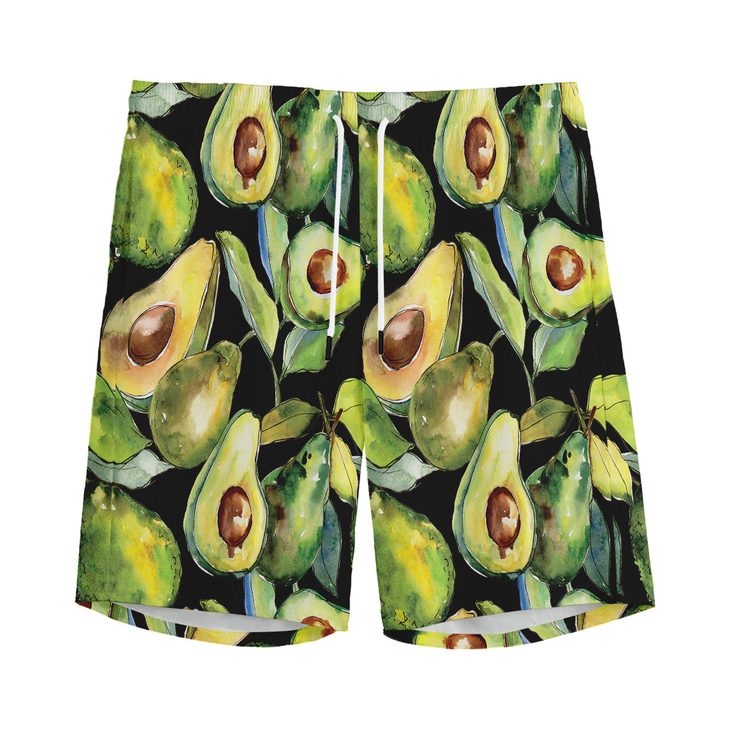 Watercolor Avocado Print Men's Sports Shorts