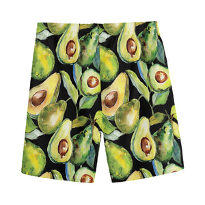 Watercolor Avocado Print Men's Sports Shorts