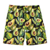 Watercolor Avocado Print Men's Swim Trunks