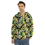 Watercolor Avocado Print Men's Velvet Pullover Hoodie